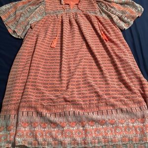 Lucky Brand Bright Coral and Grey Print Dress
